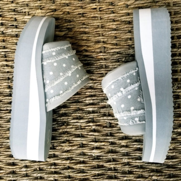 Rocket Dog Hilo GRAY Cotton Platform  Wedge Sandals  (Size 9) Summer Slide shoes - Picture 3 of 8